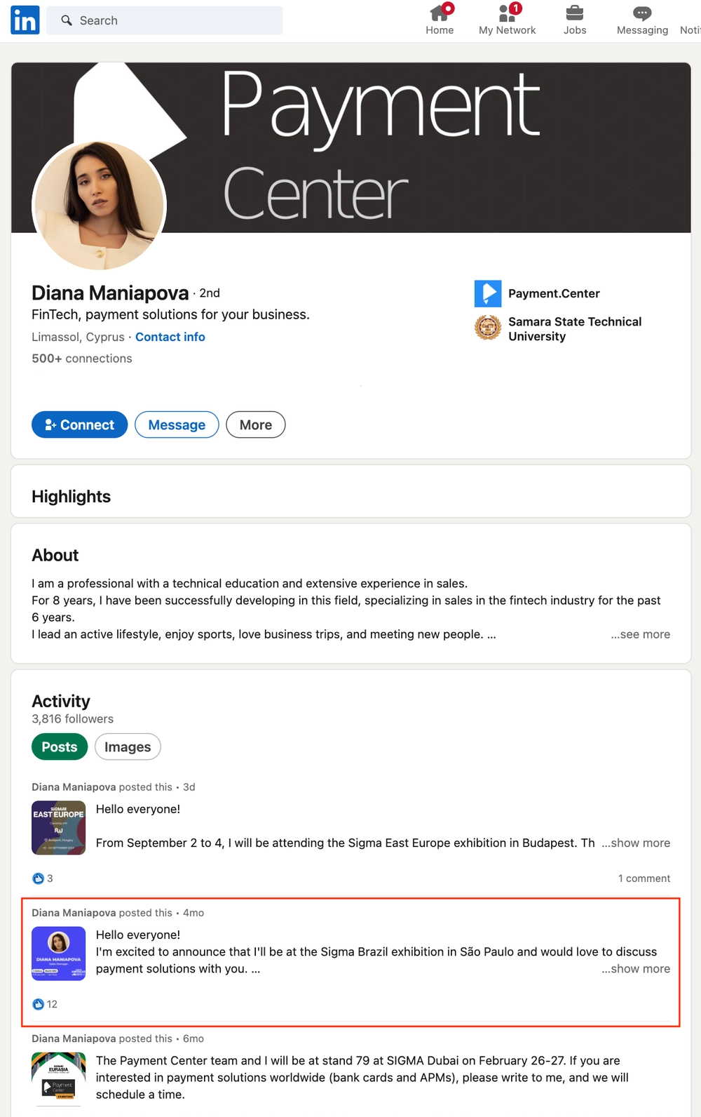 Diana Maniapova - сотрудница Payment.Center