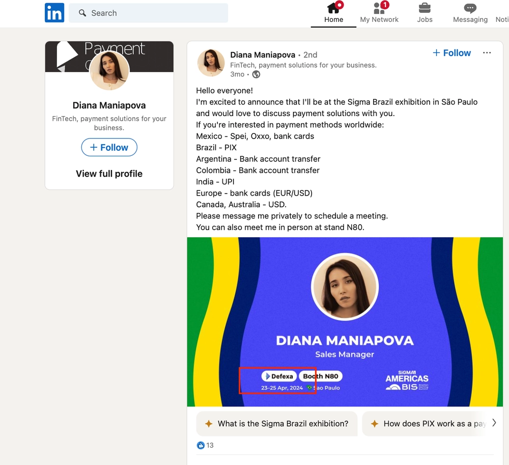 Diana Maniapova - сотрудница Defexa