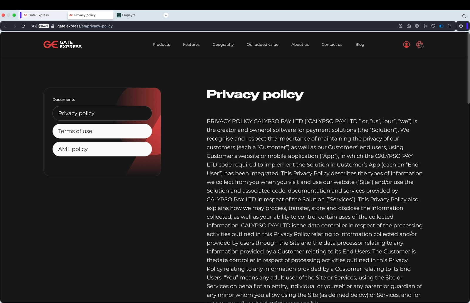 Gate.Express полностью аффилированная компания с Calypso Pay Корнеева