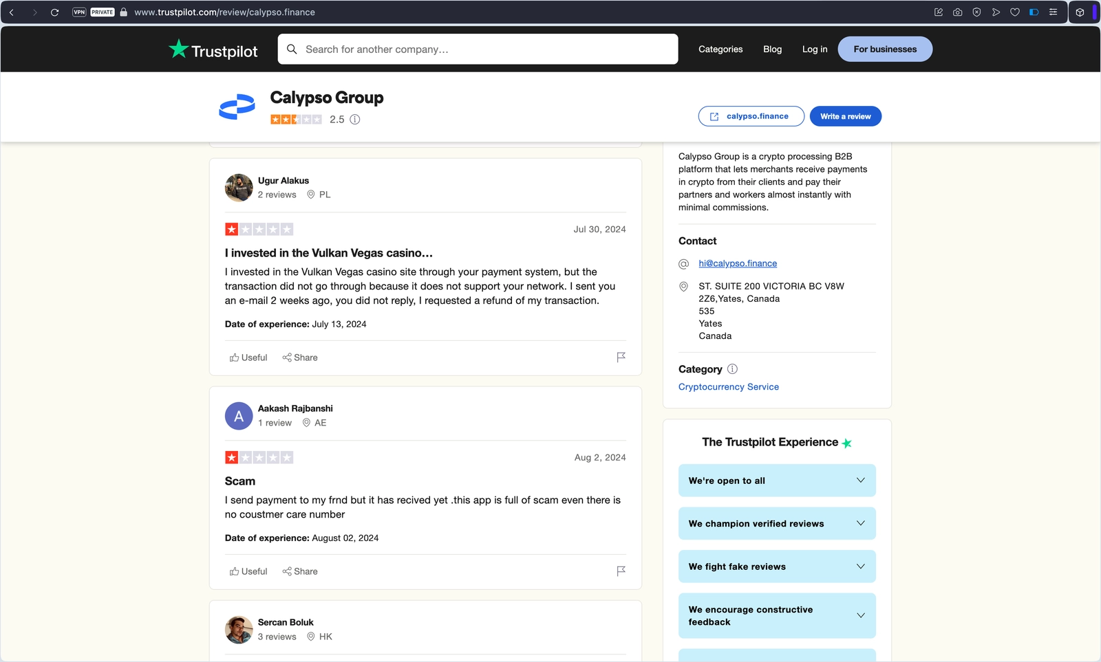 Отзывы о Calypso Pay при пополнении онлайн-казино